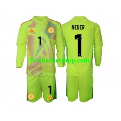 Günstige Fußball Trikotsatz Deutschland Manuel Neuer 1 Torwart Kinder Auswärtstrikot Euro 2024 Langarm