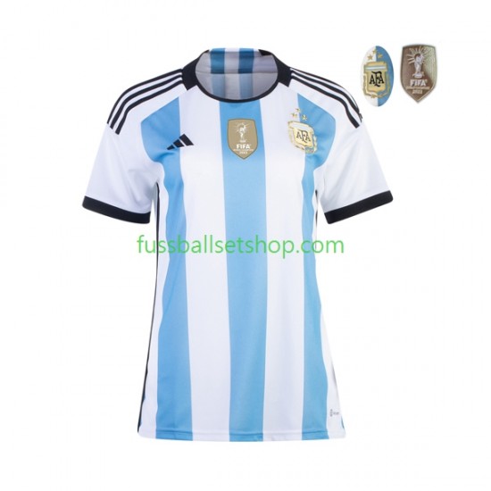 Günstige Fußball Trikotsatz Argentinien 3 Stars Frauen Heimtrikot World Cup 2022 Kurzarm