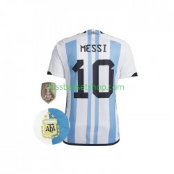 Günstige Fußball Trikotsatz Argentinien Messi 10 3 Stars Herren Heimtrikot World Cup 2022 Kurzarm