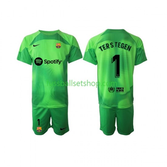 Günstige Fußball Trikotsatz FC Barcelona Ter Stegen 1 Torwart Kinder Heimtrikot 2022-2023 Kurzarm