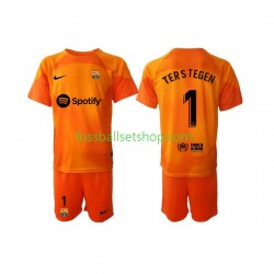 Günstige Fußball Trikotsatz FC Barcelona Ter Stegen 1 Torwart Kinder Ausweichtrikot 2022-2023 Kurzarm