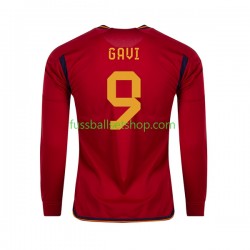 Günstige Fußball Trikotsatz Spanien Gavi 9 Herren Heimtrikot World Cup 2022 Langarm