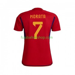 Günstige Fußball Trikotsatz Spanien MORATA 7 Herren Heimtrikot World Cup 2022 Kurzarm