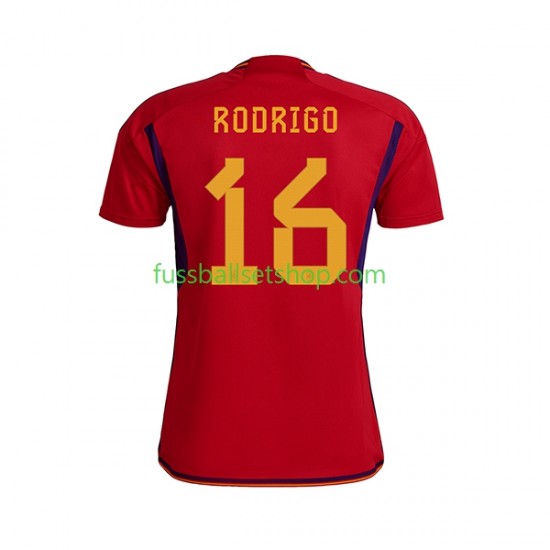 Günstige Fußball Trikotsatz Spanien RODRIGO 16 Herren Heimtrikot World Cup 2022 Kurzarm