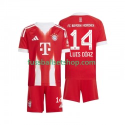 Günstige Fußball Trikotsatz FC Bayern München Luis Diaz 14 Kinder Heimtrikot 2025-2026 Kurzarm