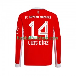 Günstige Fußball Trikotsatz FC Bayern München Luis Diaz 14 Herren Heimtrikot 2025-2026 Langarm