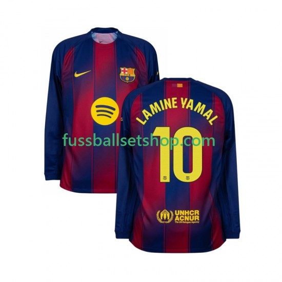 Günstige Fußball Trikotsatz FC Barcelona Lamine Yamal 10 Herren Heimtrikot 2025-2026 Langarm