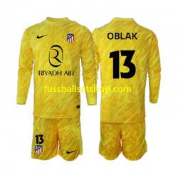 Günstige Fußball Trikotsatz Atlético Madrid Jan Oblak 13 Torwart Kinder Ausweichtrikot 2024-2025 Langarm