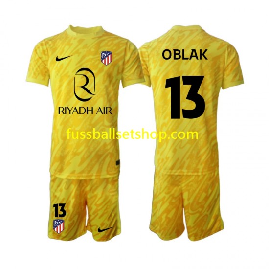 Günstige Fußball Trikotsatz Atlético Madrid Jan Oblak 13 Torwart Kinder Ausweichtrikot 2024-2025 Kurzarm