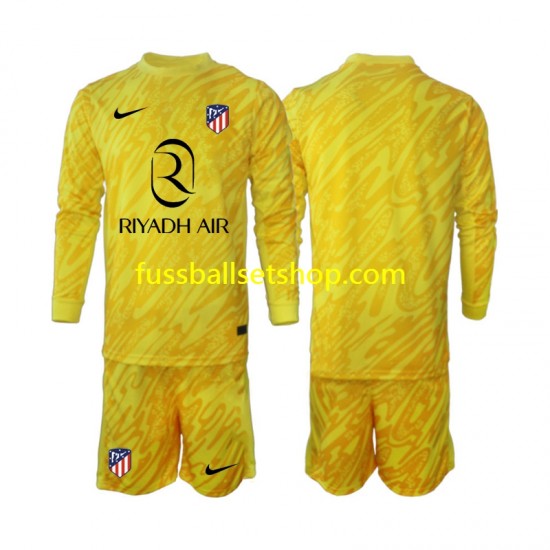 Günstige Fußball Trikotsatz Atlético Madrid Torwart Kinder Ausweichtrikot 2024-2025 Langarm