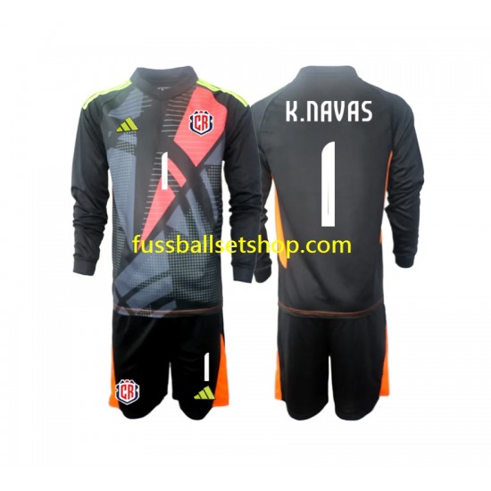 Günstige Fußball Trikotsatz Costa Rica Keylor Navas 1 Torwart Kinder Ausweichtrikot 2024 Langarm