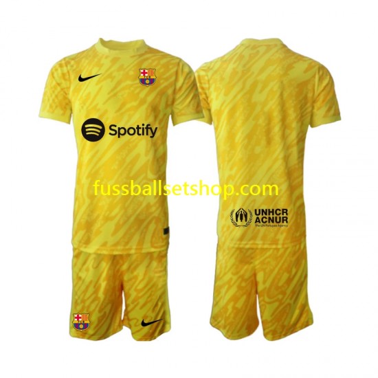 Günstige Fußball Trikotsatz FC Barcelona Torwart Kinder Auswärtstrikot 2024-2025 Kurzarm