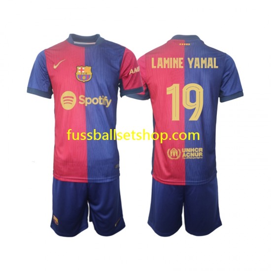 Günstige Fußball Trikotsatz FC Barcelona UCL Font Lamine Yamal 19 Kinder Heimtrikot 2024-2025 Kurzarm