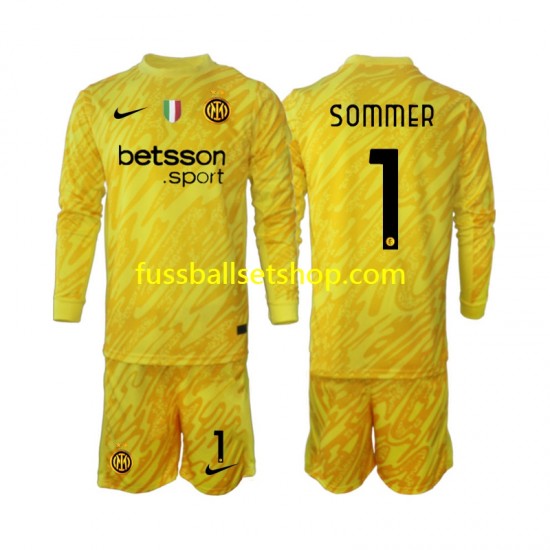 Günstige Fußball Trikotsatz Inter Mailand Yann Sommer 1 Torwart Kinder Auswärtstrikot 2024-2025 Langarm