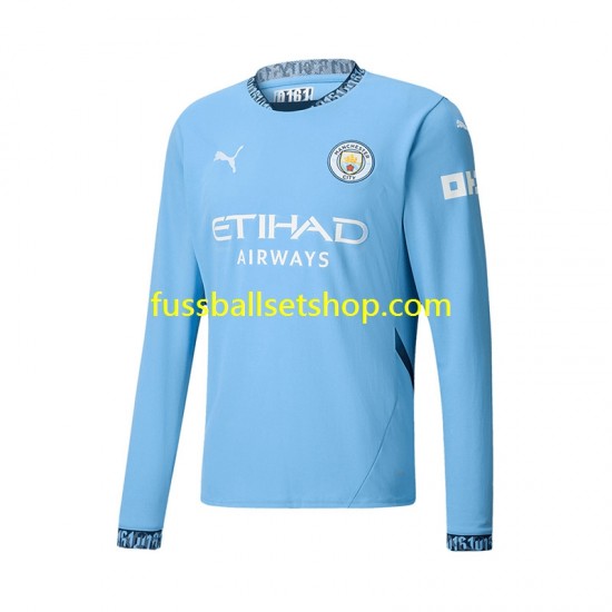 Günstige Fußball Trikotsatz Manchester City Herren Heimtrikot 2024-2025 Langarm