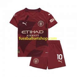 Günstige Fußball Trikotsatz Manchester City Jack Grealish 10 Kinder Ausweichtrikot 2024-2025 Kurzarm
