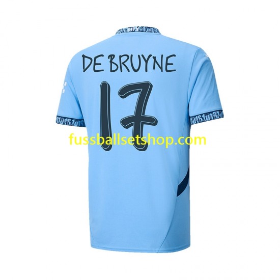 Günstige Fußball Trikotsatz Manchester City UCL Font DE BRUYNE 17 Herren Heimtrikot 2024-2025 Kurzarm