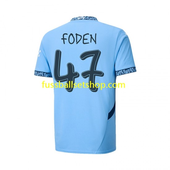 Günstige Fußball Trikotsatz Manchester City UCL Font FODEN 47 Herren Heimtrikot 2024-2025 Kurzarm