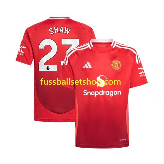 Günstige Fußball Trikotsatz Manchester United Luke Shaw 23 Herren Heimtrikot 2024-2025 Kurzarm