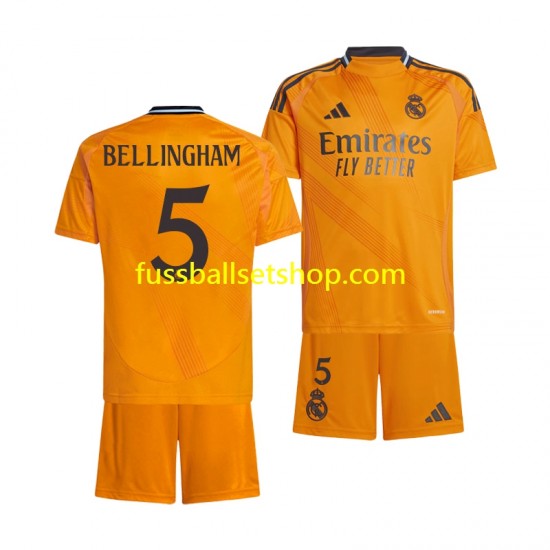 Günstige Fußball Trikotsatz Real Madrid BELLINGHAM 5 Kinder Auswärtstrikot 2024-2025 Kurzarm