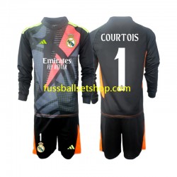 Günstige Fußball Trikotsatz Real Madrid Thibaut Courtois 1 Torwart Kinder Auswärtstrikot 2024-2025 Langarm