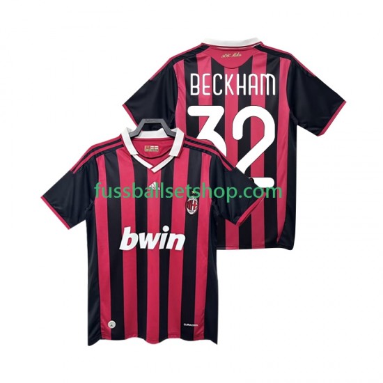 Günstige Fußball Trikotsatz AC Mailand BECKHAM 32 2009 Retro Herren Heimtrikot 2010 Kurzarm