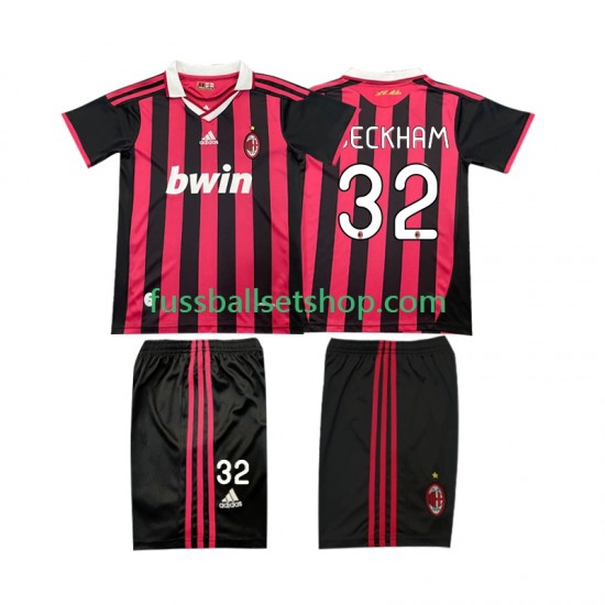 Günstige Fußball Trikotsatz AC Mailand BECKHAM 32 2009 Retro Kinder Heimtrikot 2010 Kurzarm