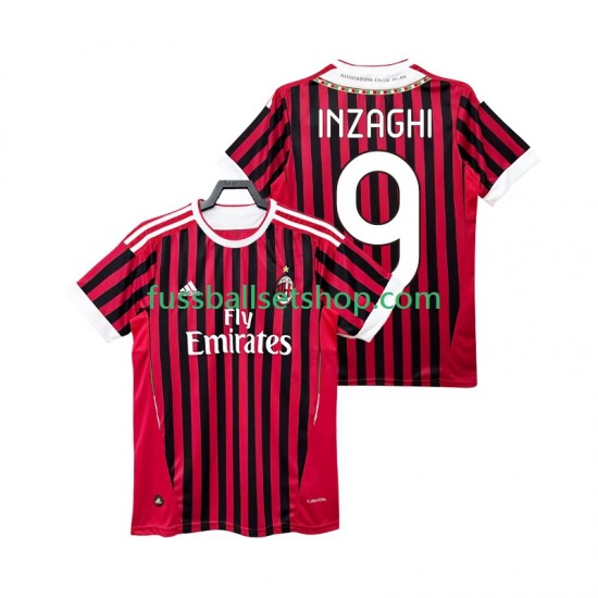 Günstige Fußball Trikotsatz AC Mailand INZAGHI 9 2012 Retro Herren Heimtrikot 2011 Kurzarm