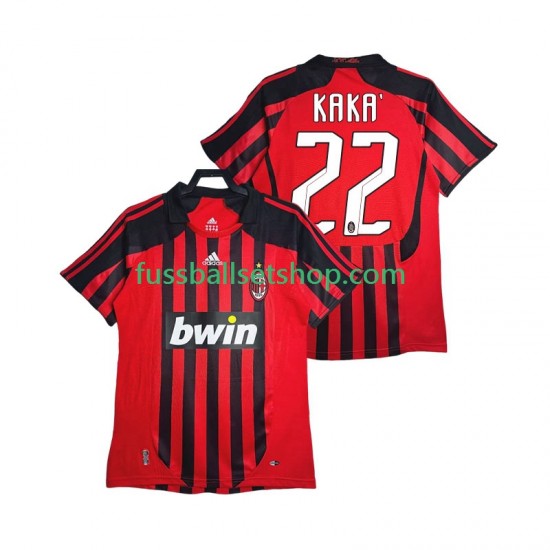 Günstige Fußball Trikotsatz AC Mailand KAKA 22 2007 Retro Herren Heimtrikot 2008 Kurzarm