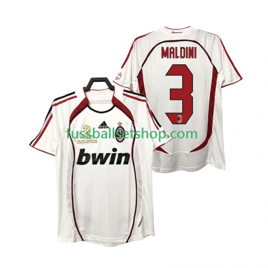 Günstige Fußball Trikotsatz AC Mailand MALDINI 3 2007 Retro Herren Auswärtstrikot 2006 Kurzarm