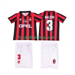 Günstige Fußball Trikotsatz AC Mailand MALDINI 3 1996 1997 Retro Kinder Heimtrikot Kurzarm