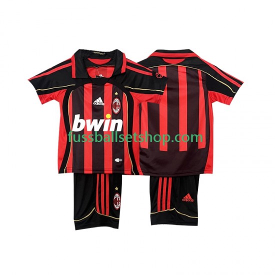 Günstige Fußball Trikotsatz AC Mailand 2007 Retro Kinder Heimtrikot 2006 Kurzarm