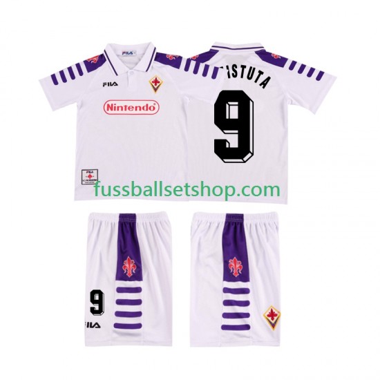 Günstige Fußball Trikotsatz AC Florenz BASTUTA 9 Retro Kinder Auswärtstrikot 1998 1999 Kurzarm