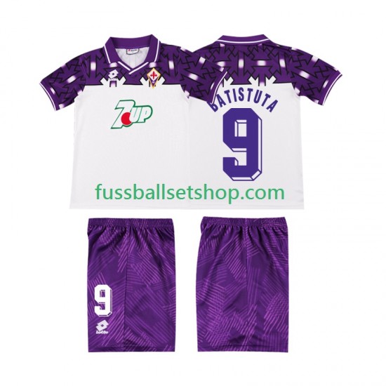 Günstige Fußball Trikotsatz AC Florenz BATISTUTA 9 1992 1993 Retro Kinder Auswärtstrikot Kurzarm