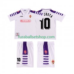 Günstige Fußball Trikotsatz AC Florenz RUI COSTA 10 Retro Kinder Auswärtstrikot 1998 1999 Kurzarm
