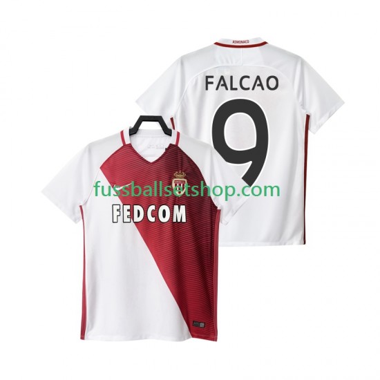Günstige Fußball Trikotsatz AS Monaco FALCAO 9 2016 2017 Herren Heimtrikot Kurzarm