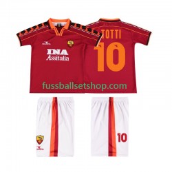 Günstige Fußball Trikotsatz AS Rom TOTTI 10 Retro Kinder Heimtrikot 1998 1999 Kurzarm
