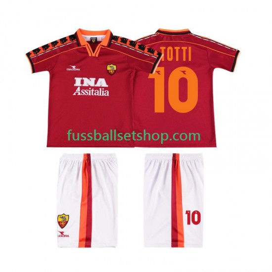 Günstige Fußball Trikotsatz AS Rom TOTTI 10 Retro Kinder Heimtrikot 1998 1999 Kurzarm