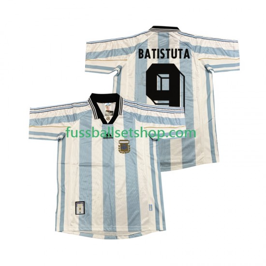 Günstige Fußball Trikotsatz Argentinien BATISUTA 9 Retro Herren Heimtrikot 1998 Kurzarm