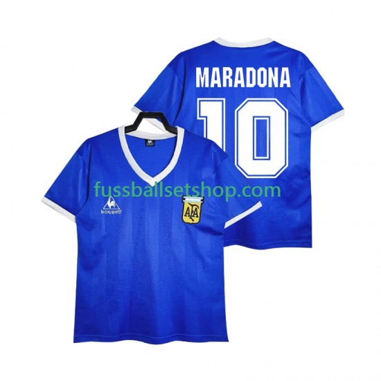 Günstige Fußball Trikotsatz Argentinien MARADONA 10 1986 Retro Herren Auswärtstrikot Kurzarm