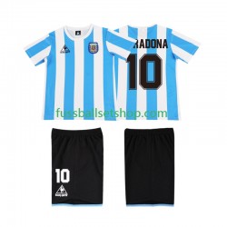 Günstige Fußball Trikotsatz Argentinien MARADONA 10 1986 Retro Kinder Heimtrikot Kurzarm