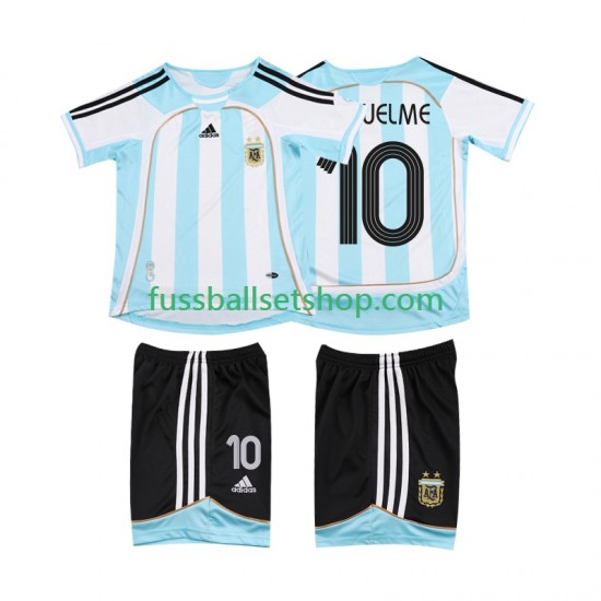 Günstige Fußball Trikotsatz Argentinien RIQUELME 10 2007 Retro Kinder Heimtrikot 2006 Kurzarm