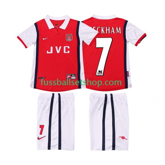 Günstige Fußball Trikotsatz Arsenal BECKHAM 7 Retro Kinder Heimtrikot 1998 1999 Kurzarm