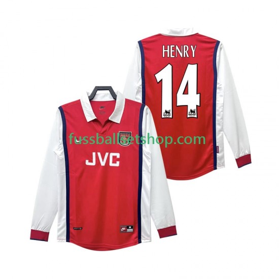 Günstige Fußball Trikotsatz Arsenal Henry 14 Retro Herren Heimtrikot 1998 1999 Langarm