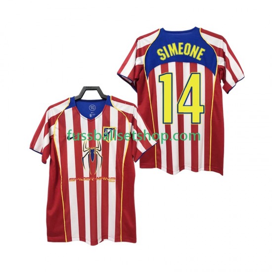 Günstige Fußball Trikotsatz Atlético Madrid SIMEONE 14 2004 2005 Retro Herren Heimtrikot Kurzarm