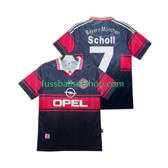 Günstige Fußball Trikotsatz FC Bayern München Scholl 7 1997 Retro Herren Heimtrikot 1999 Kurzarm