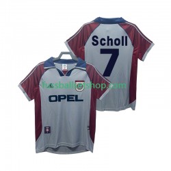 Günstige Fußball Trikotsatz FC Bayern München Scholl 7 Retro Herren Ausweichtrikot 1998 1999 Kurzarm