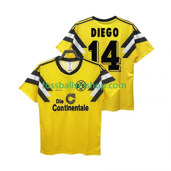 Günstige Fußball Trikotsatz Borussia Dortmund DIEGO 14 DFB-POKAL 1989 Retro Herren Heimtrikot Kurzarm