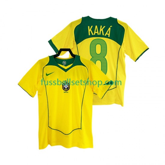 Günstige Fußball Trikotsatz Brasilien KAKA 8 2004 Retro Herren Heimtrikot Kurzarm