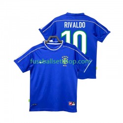 Günstige Fußball Trikotsatz Brasilien RIVALDO 10 Retro Herren Auswärtstrikot 1998 Kurzarm